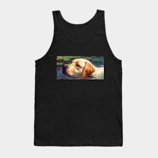 a Labrador Retriever swimming in the river painting Tank Top